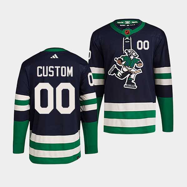 Men%27s Vancouver Canucks Custom Navy 2022 Reverse Retro Stitched Jersey